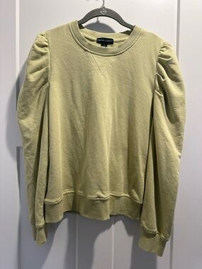 Cynthia Rowley Light Olive Puff-Sleeve Sweatshirt